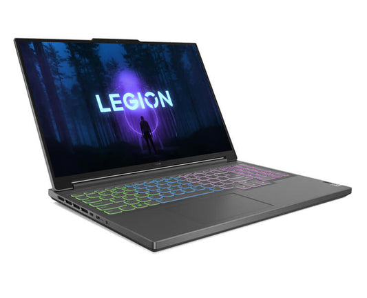 لابتوب للألعاب من لينوفو بشاشة بحجم 16 إنش ودقة WQXGA. يحمل اسم Lenovo Legion Slim 5 بمعالج i7-13700H. يمكن ترجمة النموذج إلى العربية على النحو التالي: